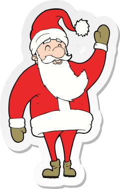 Bir insan tarafından çizilmiş Noel Baba çizgi filminin çıkartması.