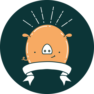 Bir insan tarafından çizilmiş dövme stili bir domuz karakteri simgesi