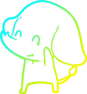 Bir insan tarafından çizilmiş şirin bir filin soğuk gradyan çizgisi