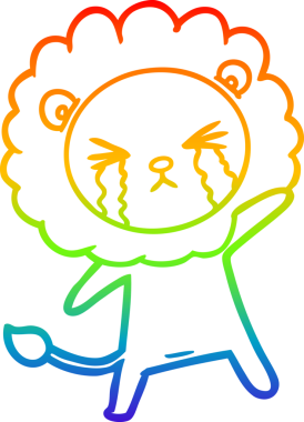 Bir insan tarafından çizilmiş ağlayan bir aslanın çizgi çizimi.