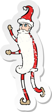 Bir insan tarafından çizilmiş sıska bir Noel Baba çizgi filminin gerilimli yapıştırması.