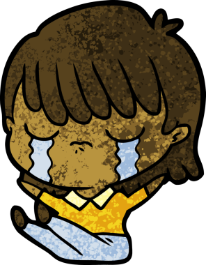 Bir insan tarafından çizilmiş ağlayan çizgi film kadını.