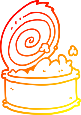 Bir insan tarafından çizilmiş konserve balığın sıcak çizgi çizimi