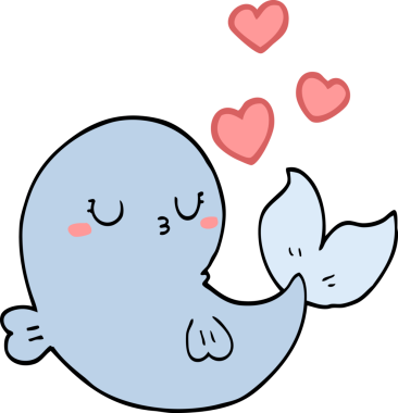 Sevimli çizgi film balinası bir insan tarafından çizilmiş