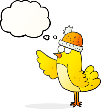 Bir insan tarafından çizilmiş serbest çizim balon karikatür kuşu şapkası.