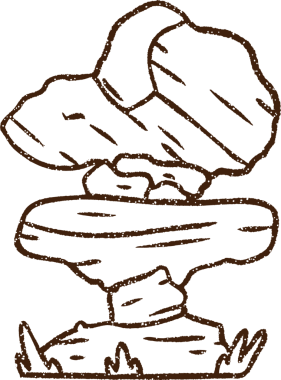 Bir insan tarafından çizilmiş istiflenmiş Kayalar Kömür Çizimi