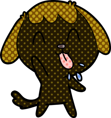 Bir insan tarafından çizilmiş şirin bir çizgi film köpeği.