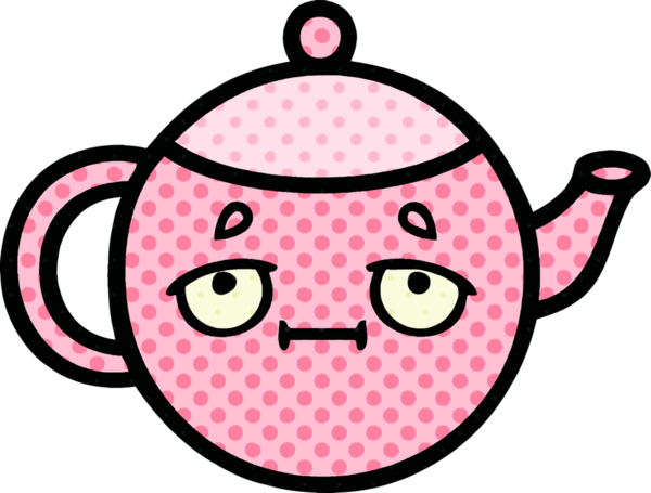 Bir insan tarafından çizilmiş bir çaydanlığın çizgi romanı.