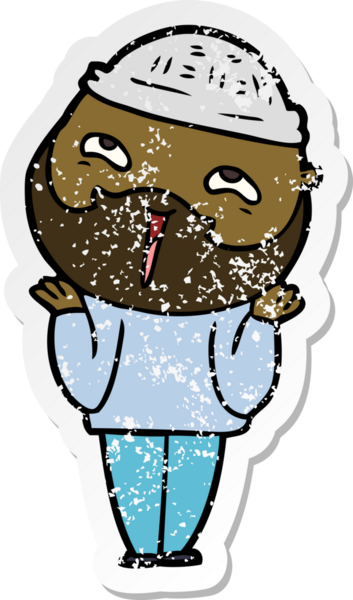 Bir insan tarafından çizilmiş mutlu sakallı bir adamın sıkıntılı çıkartması.