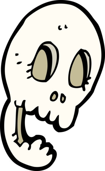 Bir insan tarafından çizilmiş komik bir kafatası.