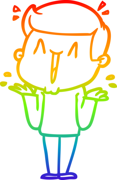 Gökkuşağı gradyanı çizimi bir insan tarafından çizilmiş heyecanlı bir çizgi film