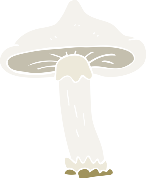 Bir insan tarafından çizilmiş mantarın düz renk çizimi