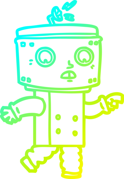 Bir insan tarafından çizilmiş soğuk çizgi robot çizimi.