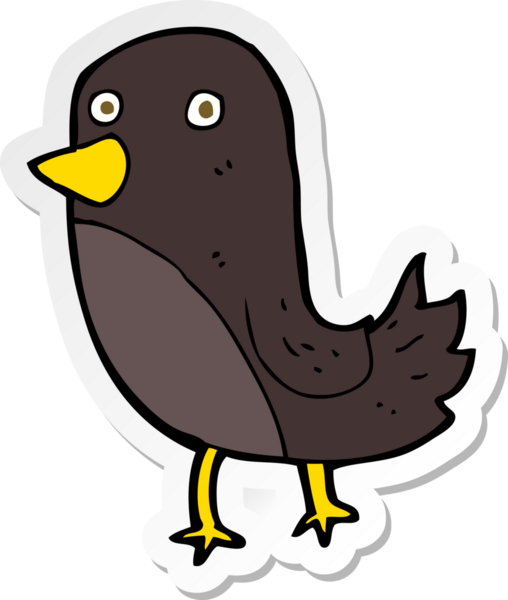 Bir insan tarafından çizilmiş çizgi film kuşunun çıkartması.