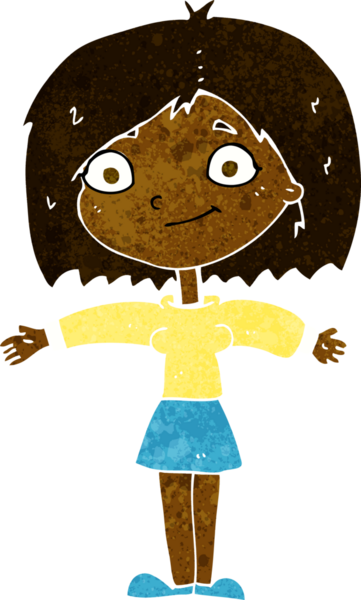 Bir insan tarafından çizilmiş mutlu bir kız.