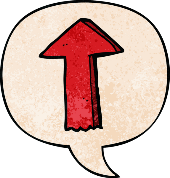 bir insan tarafından çizilmiş, konuşma baloncuklu çizgi film oku