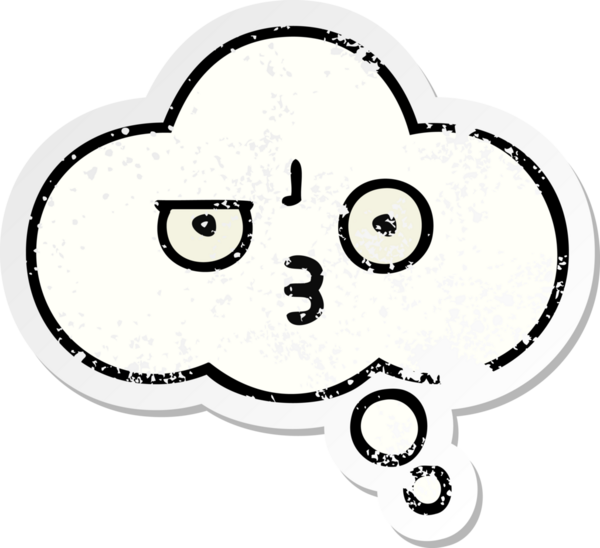 Bir insan tarafından çizilmiş tatlı bir çizgi film düşünce balonunun sıkıntılı çıkartması.