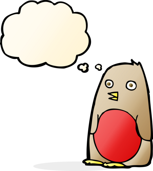 Bir insan tarafından çizilmiş düşünce balonlu çizgi robin.