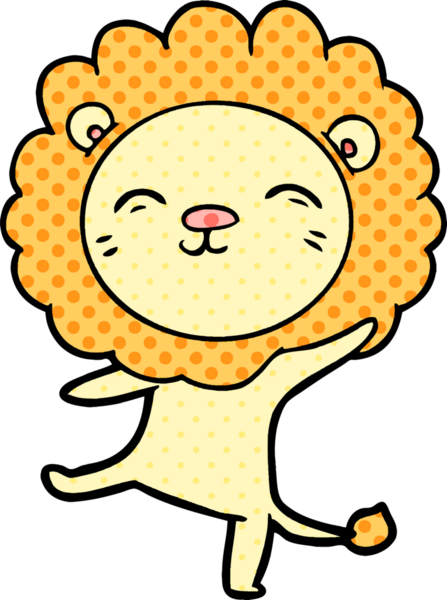 Bir insan tarafından çizilmiş çizgi film aslanı.