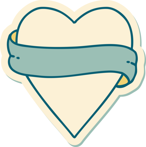 Bir insan tarafından çizilmiş geleneksel bir kalp ve bayrak stili dövme çıkartması.