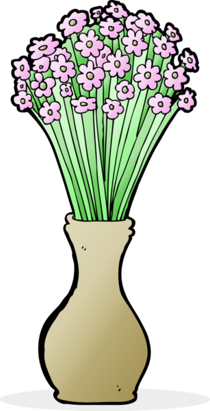 Bir insan tarafından çizilmiş saksıdaki karikatür çiçekleri