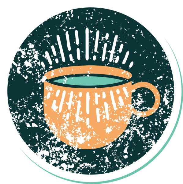 Bir insan tarafından çizilmiş kahvenin sembolik dövmeli görüntüsü.