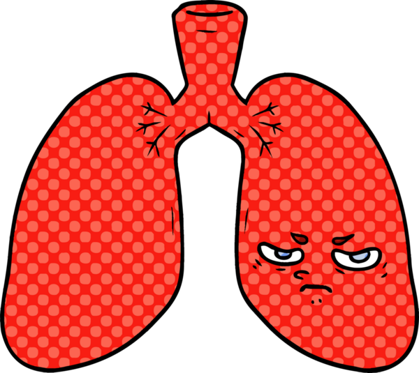 Bir insan tarafından çizilmiş kızgın akciğerler.