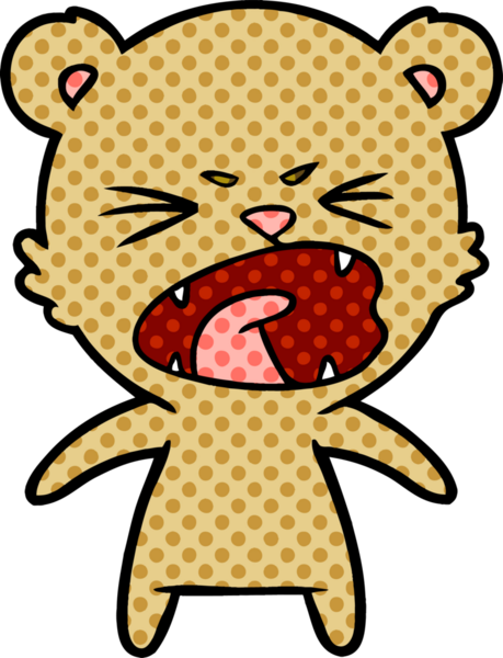 Bir insan tarafından çizilmiş kızgın çizgi film ayısı.