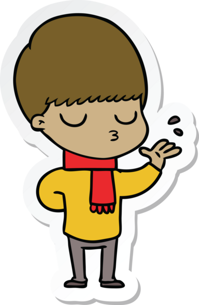 Bir insan tarafından çizilmiş sakin bir çocuğun çıkartması.