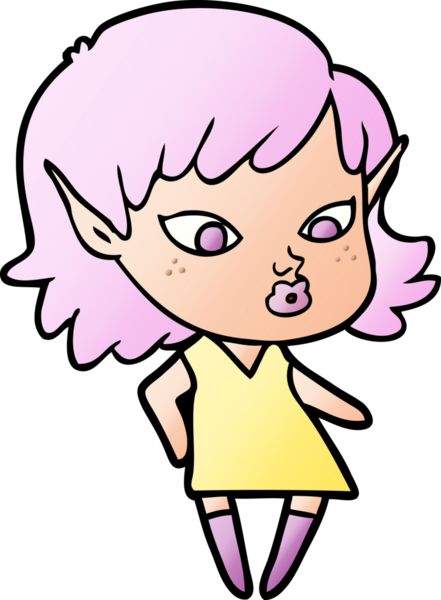 Bir insan tarafından çizilmiş güzel elf kızı.