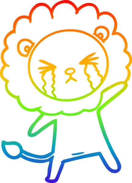 Bir insan tarafından çizilmiş ağlayan bir aslanın çizgi çizimi.