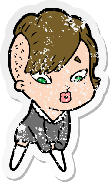 Bir insan tarafından çizilmiş üzgün bir karikatür çıkartması.