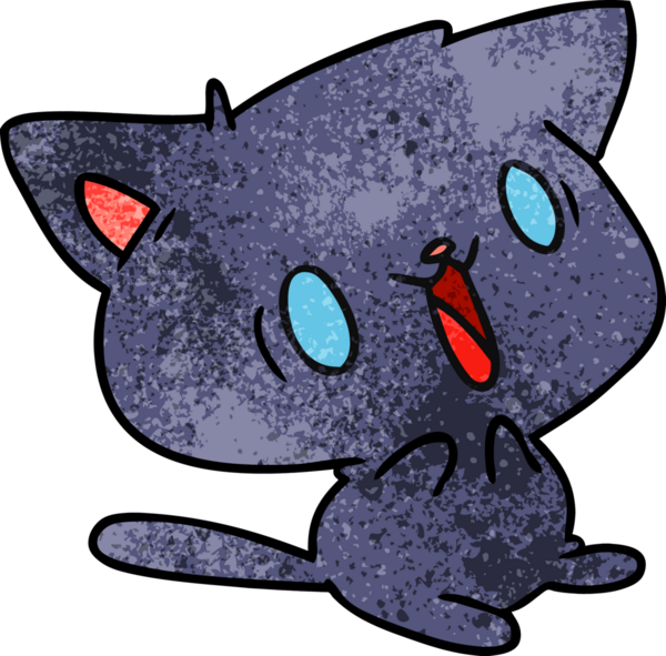 Bir insan tarafından çizilmiş sevimli kawaii kedisinin desenli çizimi