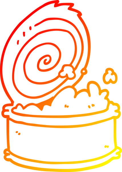 Bir insan tarafından çizilmiş konserve balığın sıcak çizgi çizimi