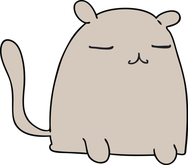 Bir insan tarafından çizilmiş garip çizgi film kedisi.