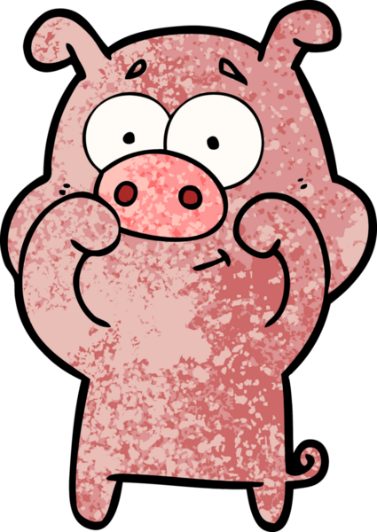 Bir insan tarafından çizilmiş mutlu çizgi film domuzu.