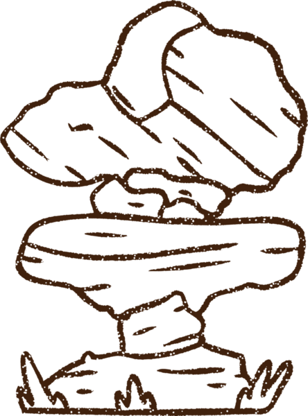 Bir insan tarafından çizilmiş istiflenmiş Kayalar Kömür Çizimi