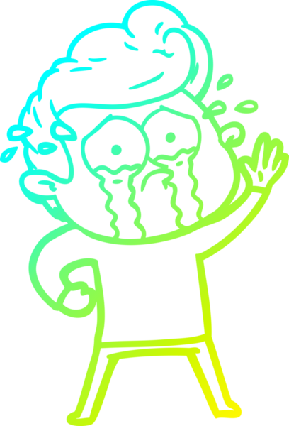 Bir insan tarafından çizilmiş ağlayan bir adamın soğuk çizgi çizimi.