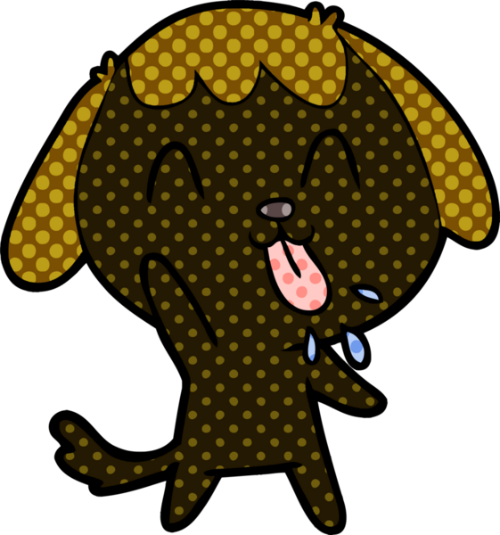 Bir insan tarafından çizilmiş şirin bir çizgi film köpeği.