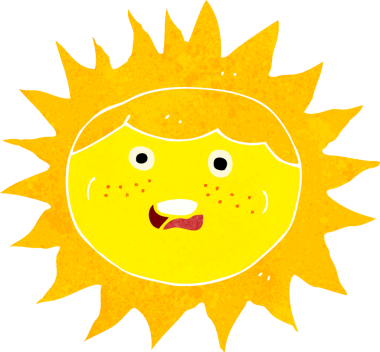 bir insan tarafından çizilmiş güneş çizgi film karakteri