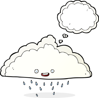 Bir insan tarafından çizilmiş düşünce baloncuklu çizgi film yağmur bulutu