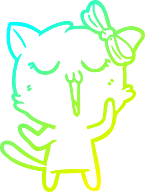 Bir insan tarafından çizilen çizgi film kedisinin soğuk gradyan çizgisi.