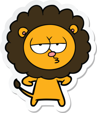 Bir insan tarafından çizilmiş canı sıkkın bir aslanın çıkartması.