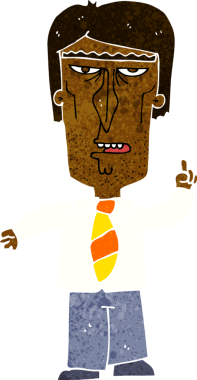 Huysuz patron bir insan tarafından çizilmiş.