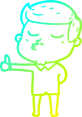 Çizgi film mankeni bir adamın insan tarafından çizilmiş soğuk gradyan çizimi.