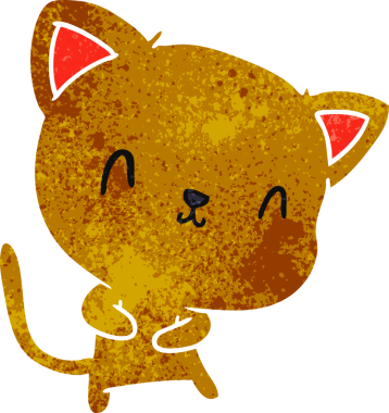 Bir insan tarafından çizilmiş sevimli kawaii kedisinin eski çizgi film çizimi