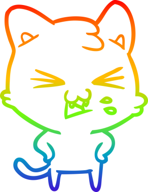 Gökkuşağı gradyan çizgi çizimi Bir insan tarafından çizilmiş bir çizgi kedi tıslama