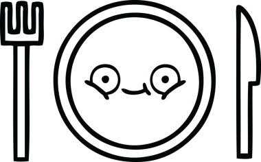 Bir insan tarafından çizilmiş bir yemek tabağının karikatürü.