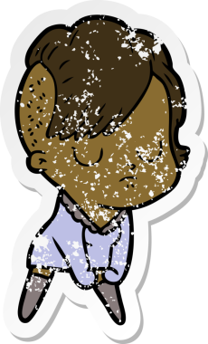 Bir insan tarafından çizilmiş karikatür bir kadının sıkıntılı çıkartması.