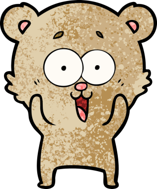 Bir insan tarafından çizilmiş gülen oyuncak ayı çizgi filmi.